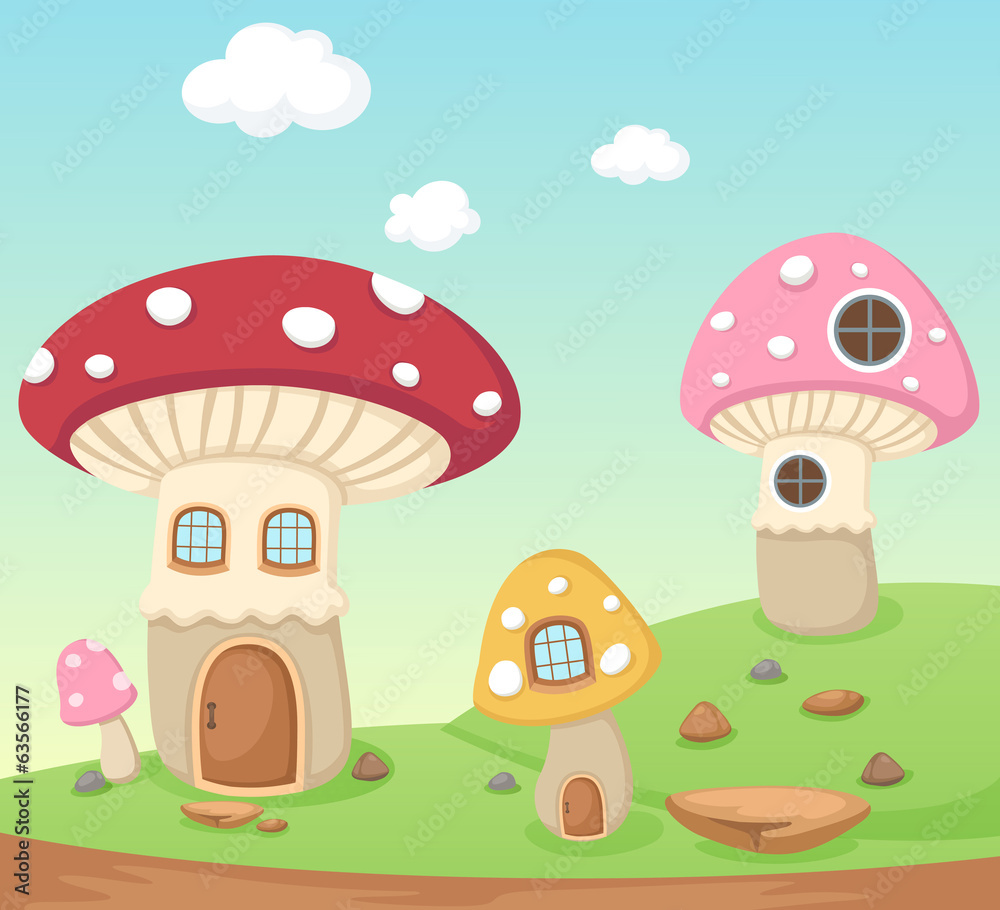Fototapeta premium Illustration of a mushroom house