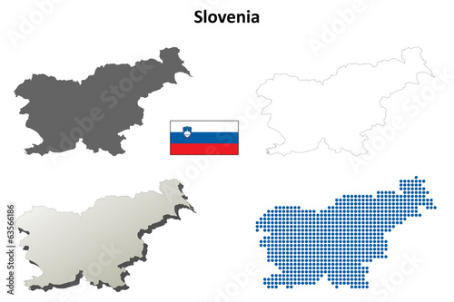 Blank detailed contour maps of Slovenia