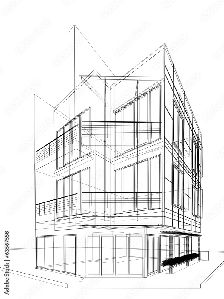 abstract sketch design of building