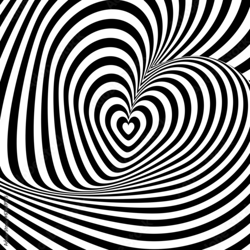 Design heart swirl rotation illusion background