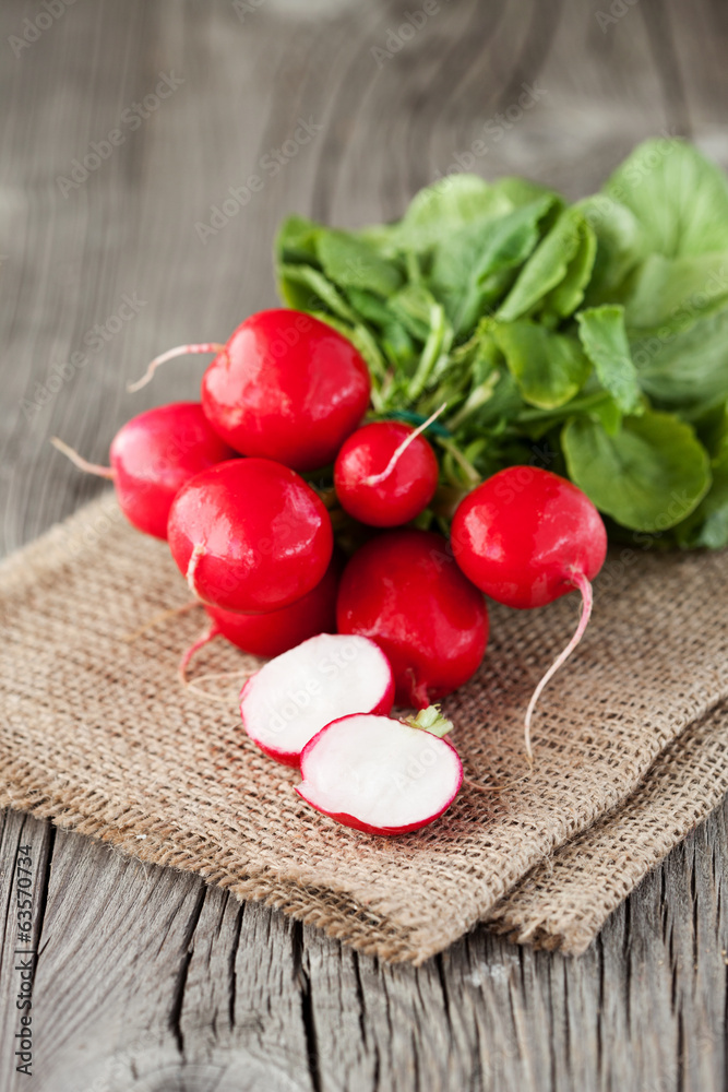 Radish on a wooden table