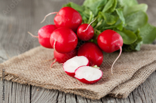 Radish on a wooden table