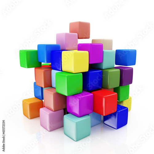 Abstract Colorful Cubes isolated on white background