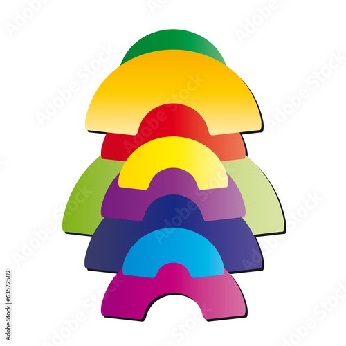 Bunte Halbkreise übereinander - Figur - Logo, vektor, isoliert