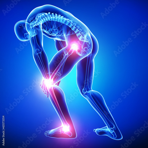 Bilde på lerret Anatomy of male joint pain in blue
