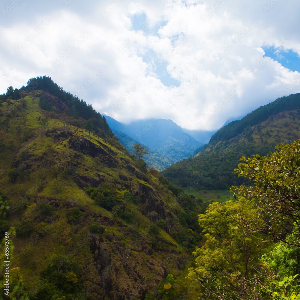Landscape of mountains in Sri Lanka