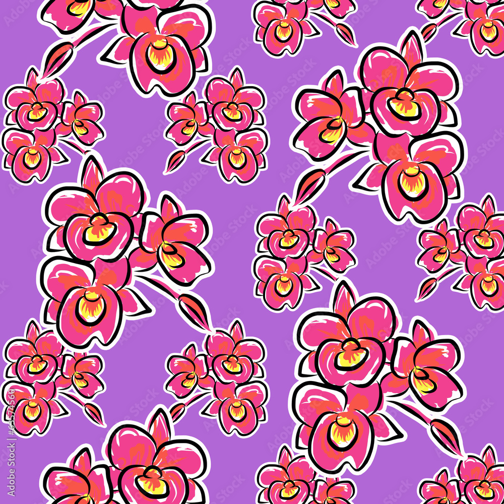 Illustration orchid flower pattern