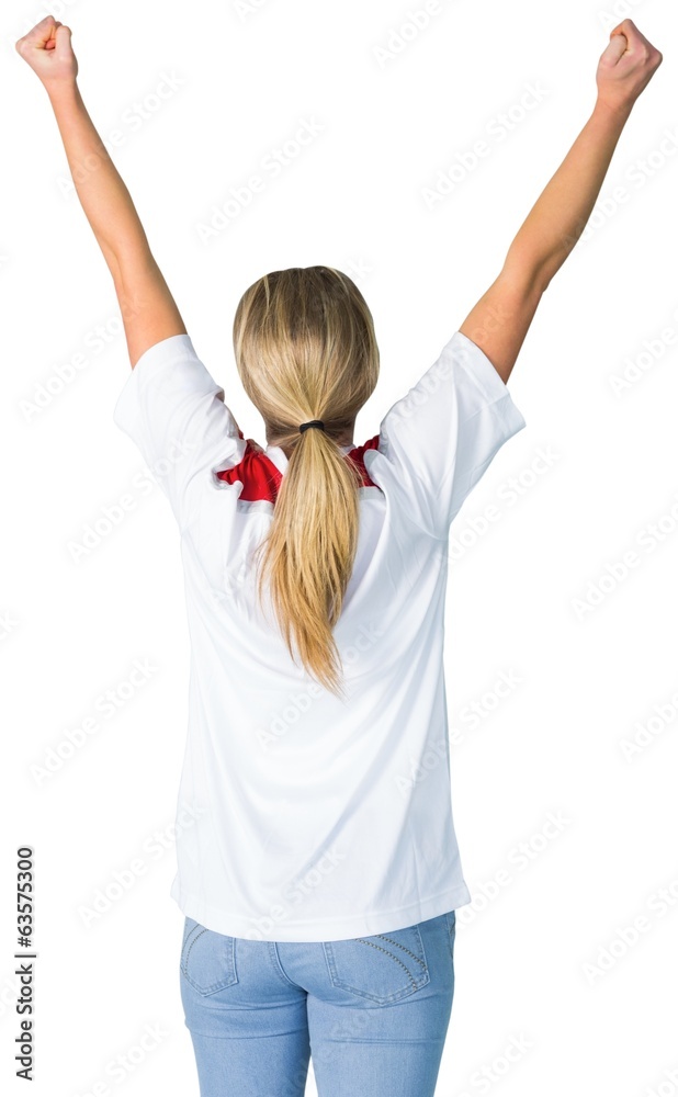 Cheering football fan in white Cheering football fan in white