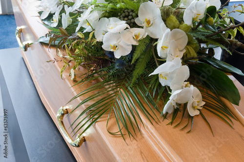 Coffin in morque photo