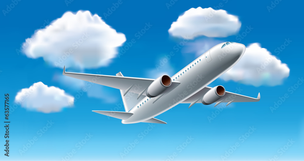 Obraz premium Airplane in sky vector illustration