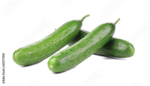Three fresh cucumbers.