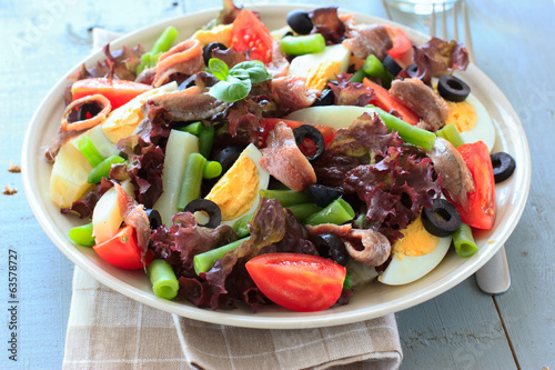 Mediterranean salad with anchovies and olives