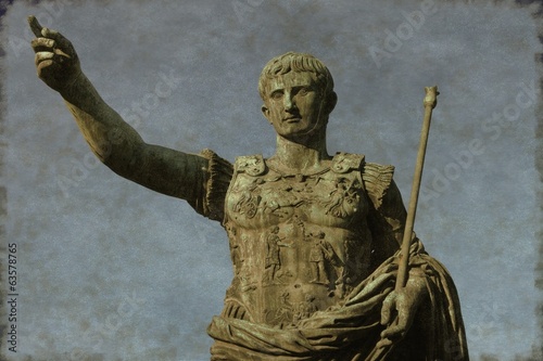 Roman emperor Augustus in Rome, Italy - Vintage photo