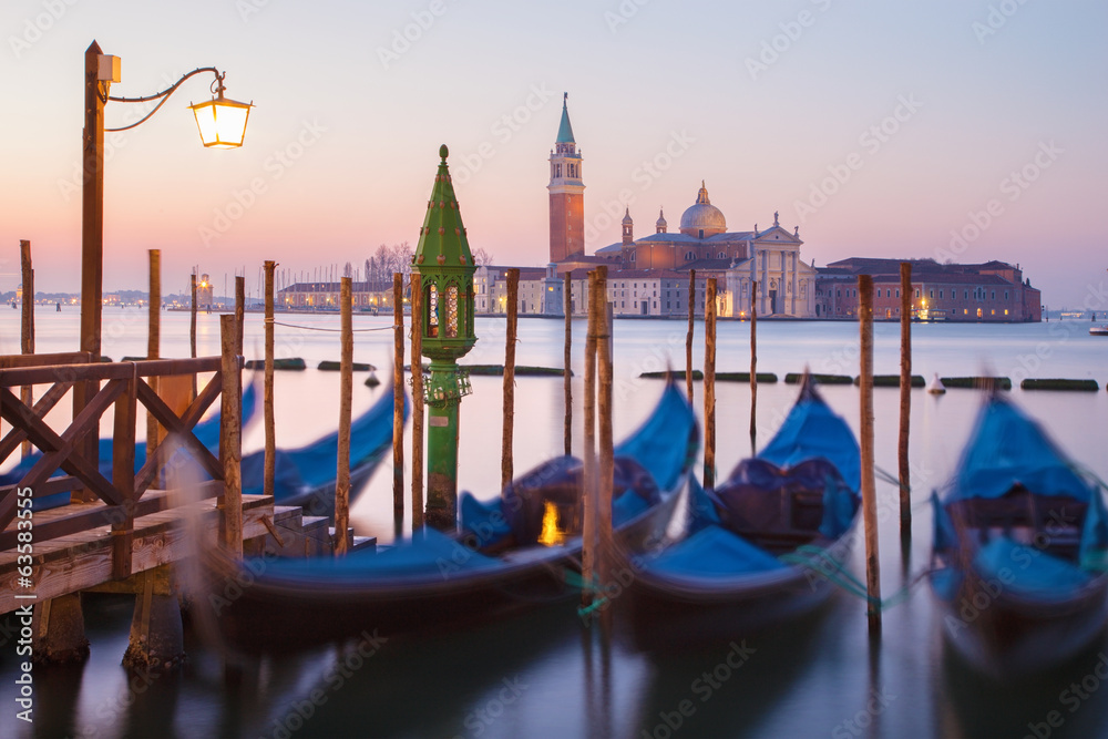 Venice - Gondolas and San Giorgio Maggiore church