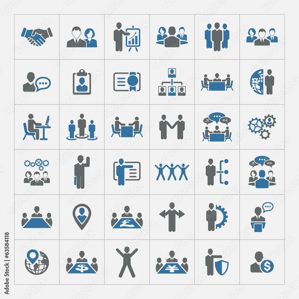Human resources and management icons set - obrazy, fototapety, plakaty 