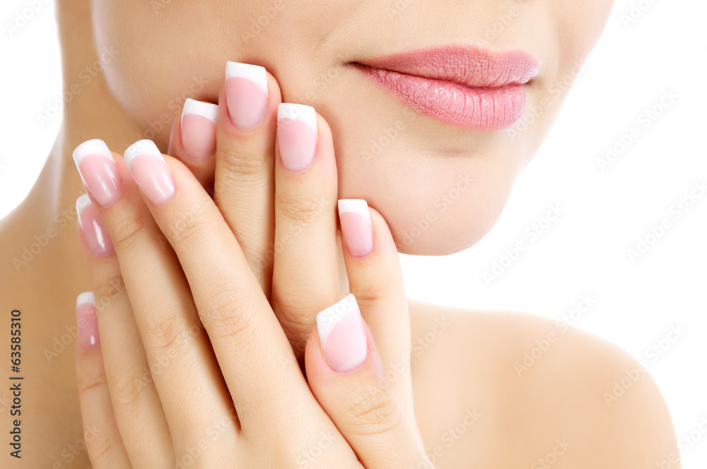 Part of female face and hands Part of female face and hands