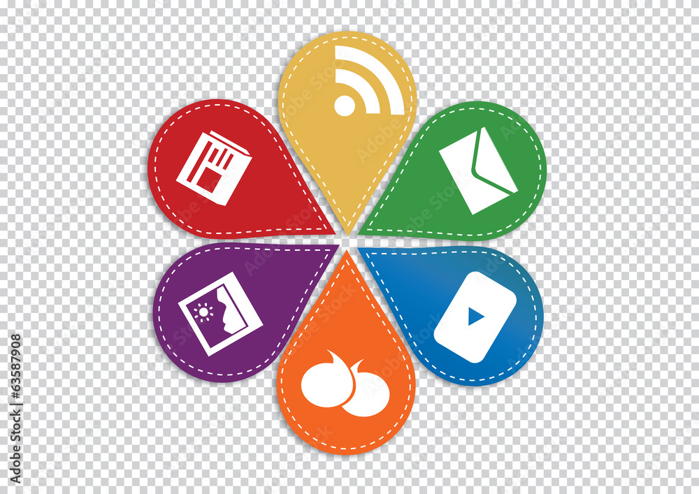 colorful website and internet concept with social media icons colorful website and internet concept with social media icons