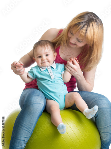mom and baby having fun wit...