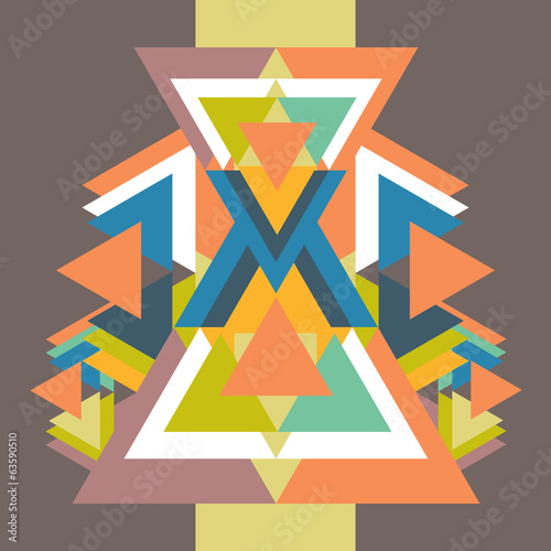 Vector pattern with colorful geometric shapes, triangles