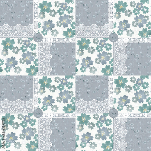 Patchwork seamless fgrey loral pattern photo