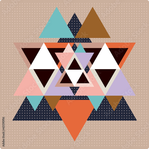 Vector pattern with colorful geometric shapes, triangles,lines
