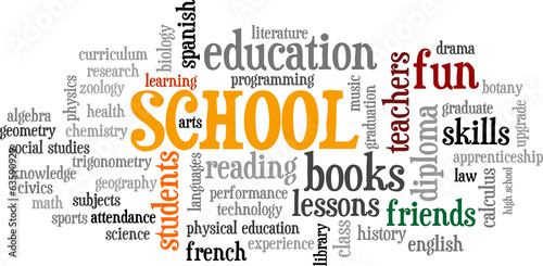 School Word Cloud Bubble Tag Tree Vector