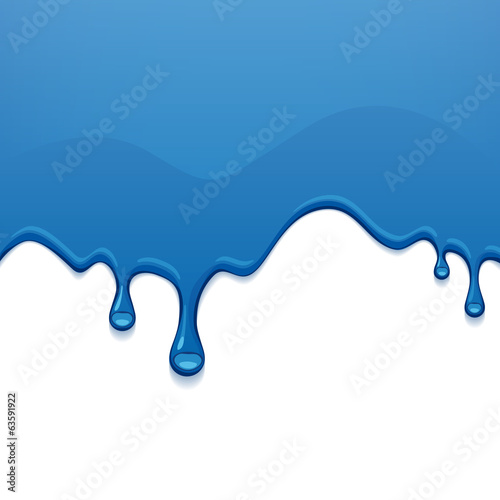 Blue drips on white back. Paint drops.