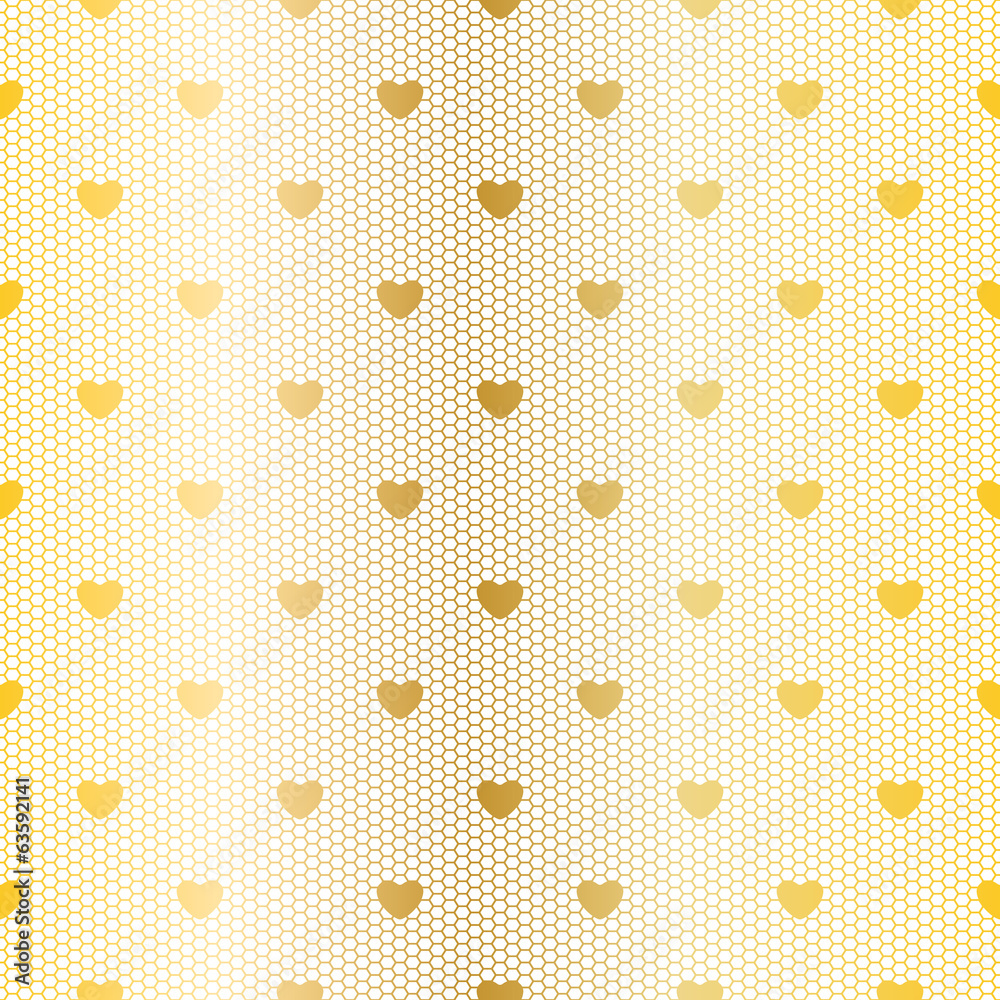 Seamless golden lace pattern with hearts. Seamless golden lace pattern with hearts.