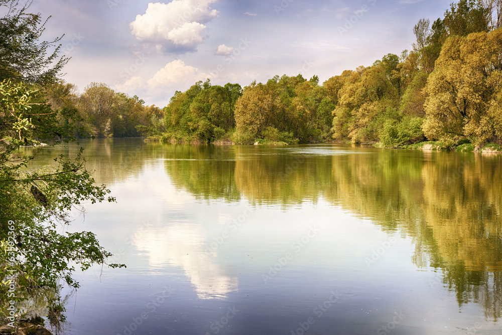 Drava river in spring Drava river in spring