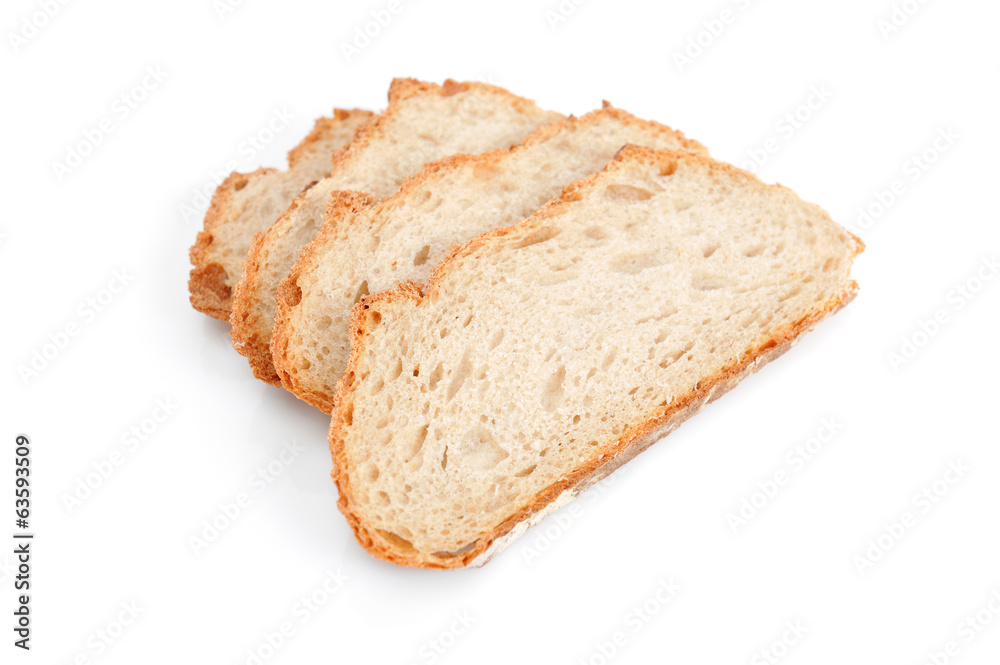 Sliced bread isolated on white background.