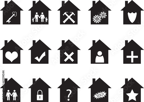 House icon set illustrated on white