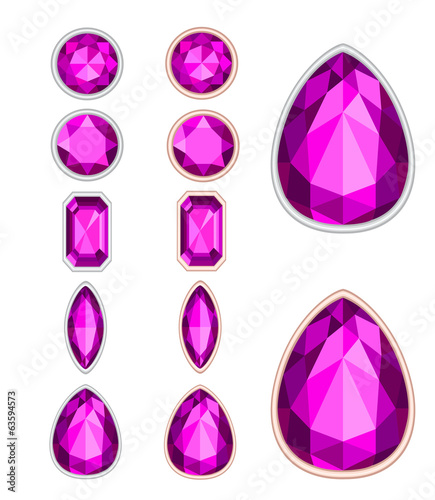 five forms of amethyst cut and two kinds of frames (silver and g