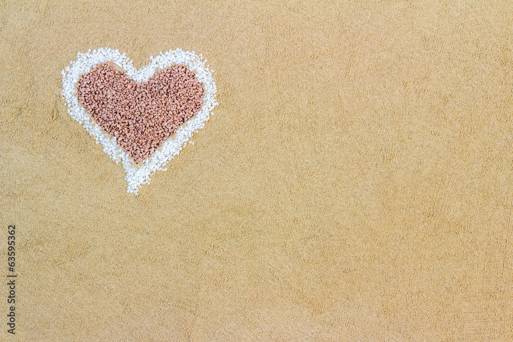 Decorative heart shape formed of sand Decorative heart shape formed of sand