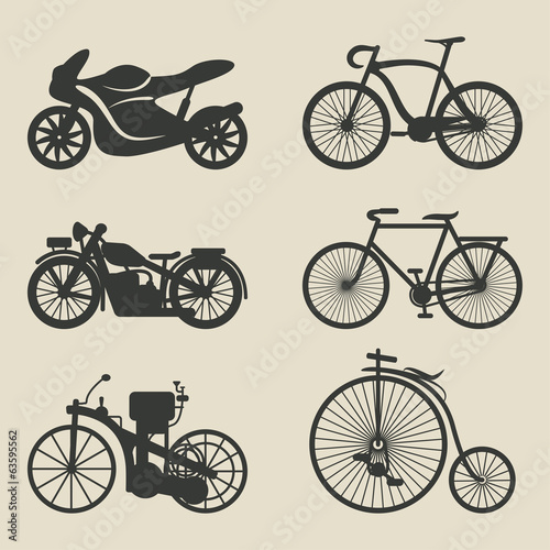 motorcycle and bicycle icons