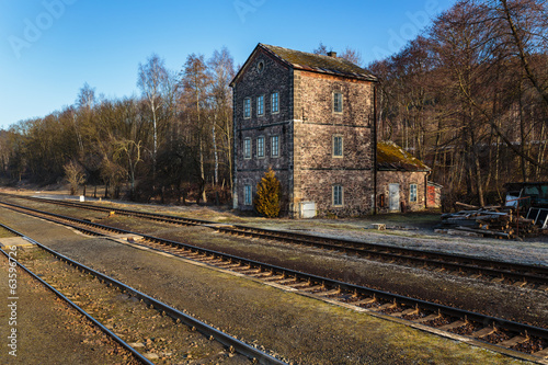Old abandoned railway building in Czech Republic