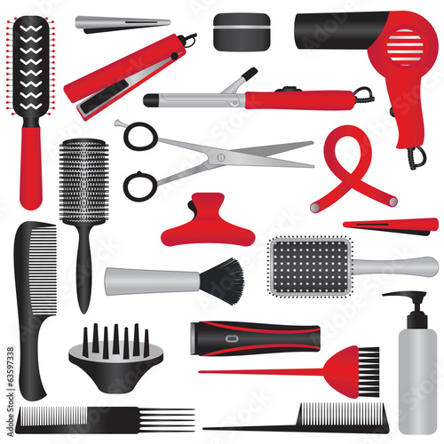 Elegant hairdressing related symbols
