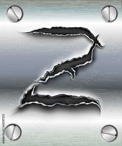 letter Z cut out in metal