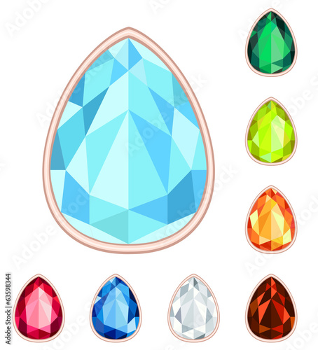 amber, citrine, ruby, diamond, sapphire, emerald teardrop gemsto