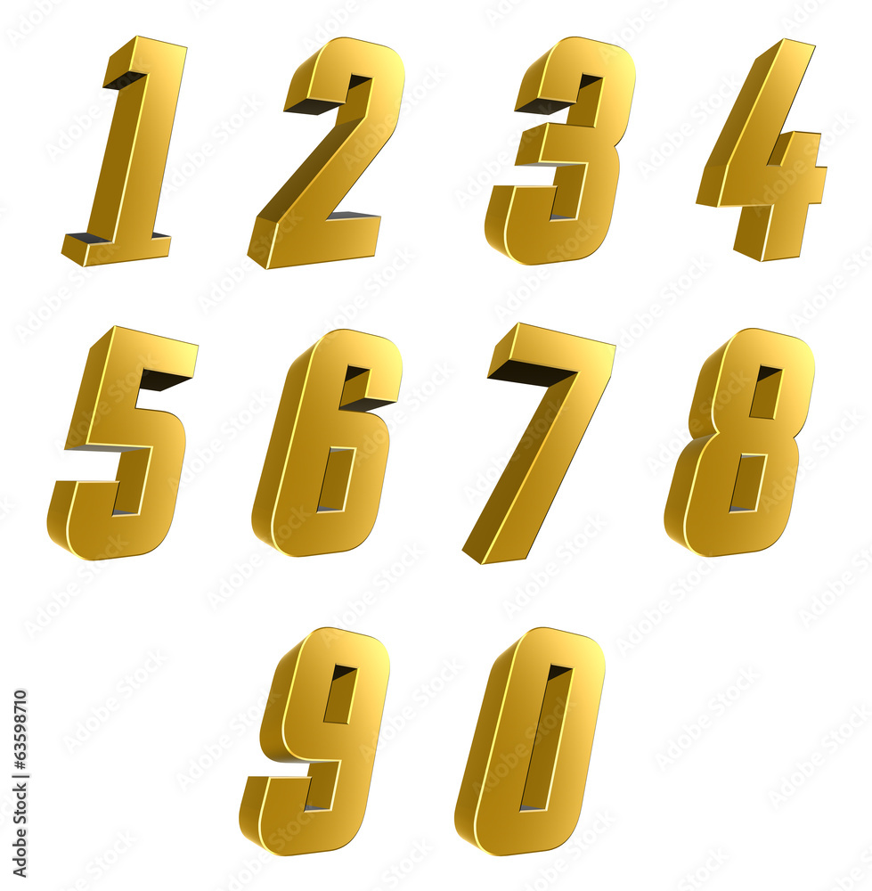 Number from 0 to 9 over white background Number from 0 to 9 over white background