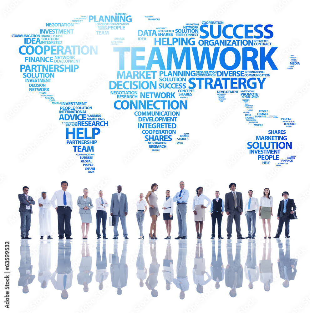 Business Teamwork with Woeld Map Business Teamwork with Woeld Map