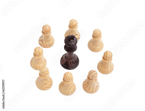 Black King surrounded by white pawns