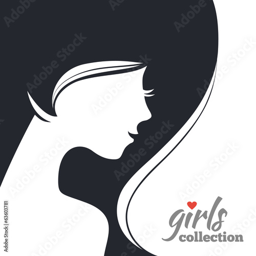 Beautiful woman silhouette. Girls collection