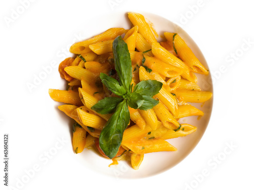 Pasta with tomato sauce and herbs