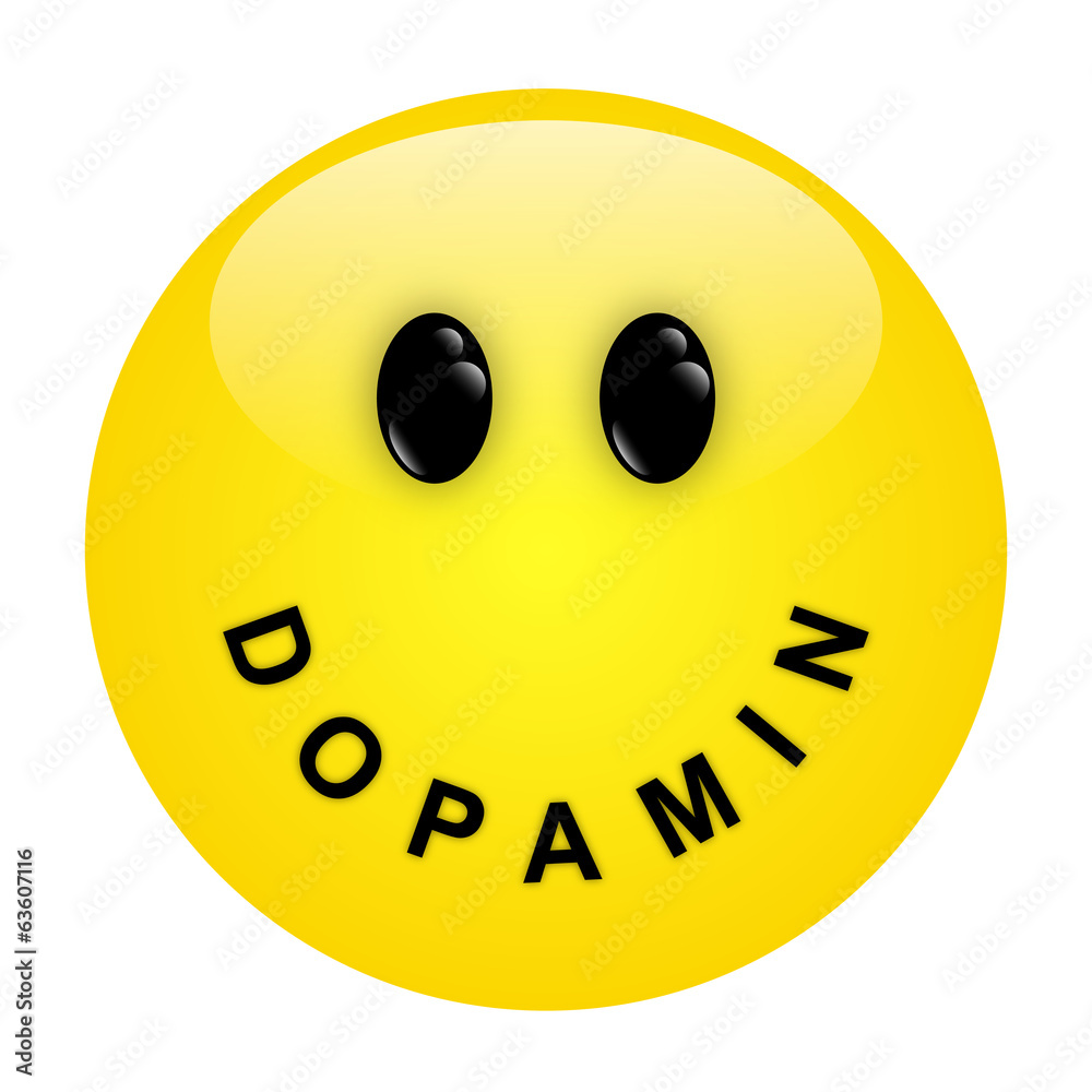Smiley mit Schriftzug DOPAMIN als Mund Vektor/freigestellt Stock