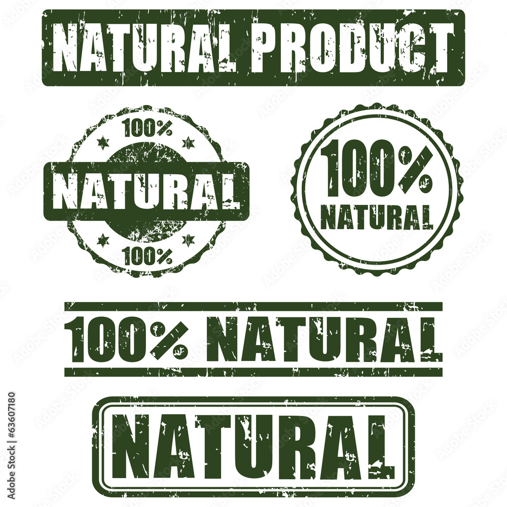 Collection of 100% natural stamps, vector
