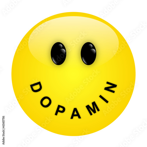 Smiley mit Schriftzug DOPAMIN als Mund – Vektor/freigestellt