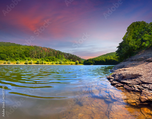 Colorful summer landscape on the river