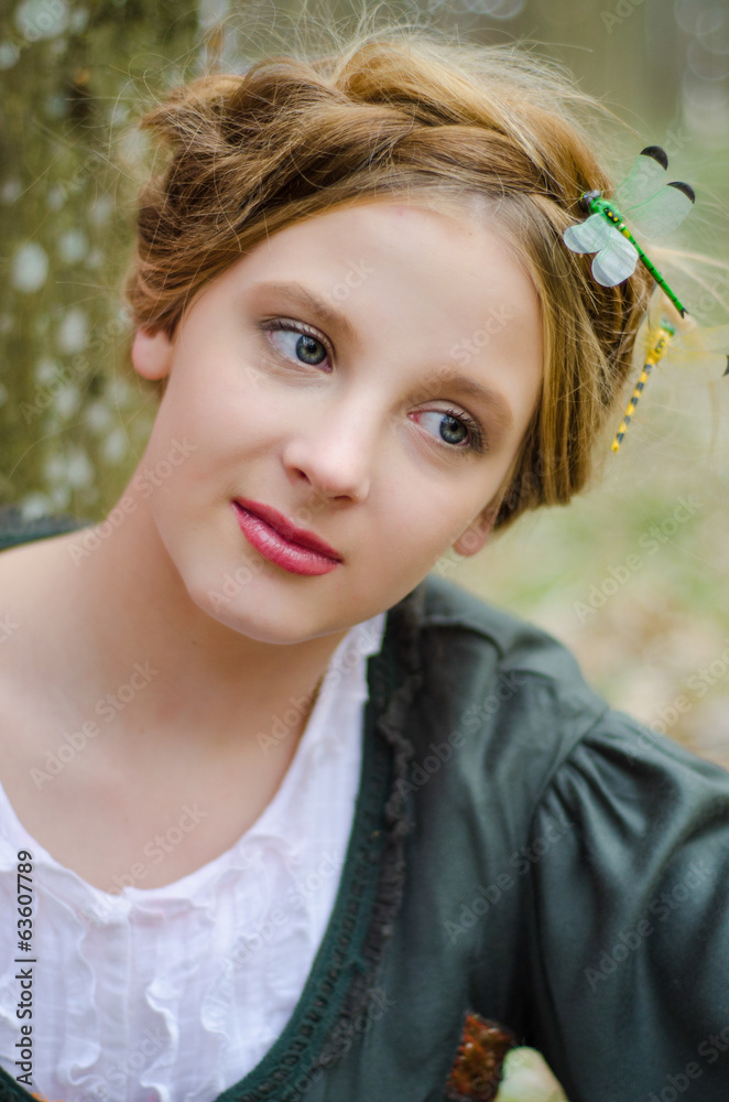 Fototapeta premium Close up portrait of a vintage styled girl