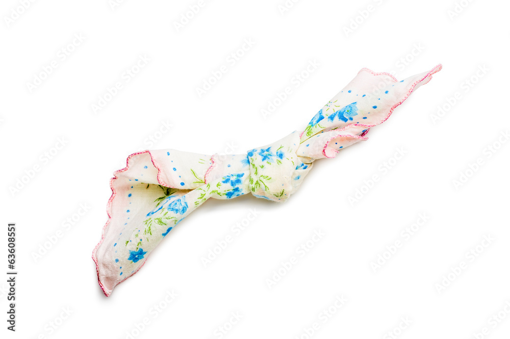 A handkerchief with a knot, to remember something to not forget, isolated on white background A handkerchief with a knot, to remember something to not forget, isolated on white background