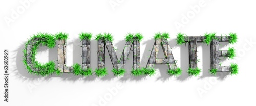 Wooden Climate word with green grass growth isolated